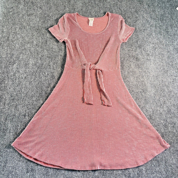 Caution to the Wind (Anthropologie) Red and White Striped Scoop Neck Dress Large - Picture 2 of 6